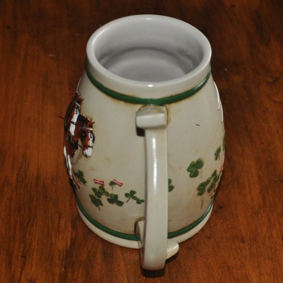 1996 Anheuser Busch Budweiser St. Patrick's Day Horseshoe Stein Clydesdales Mug - Picture 3 of 8